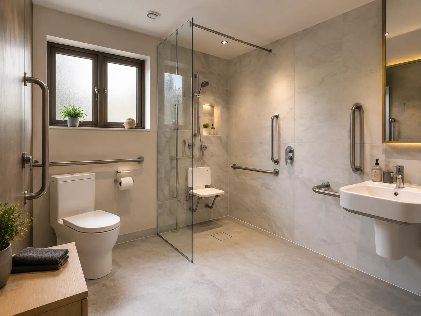Accessible bathroom with welcoming modern style