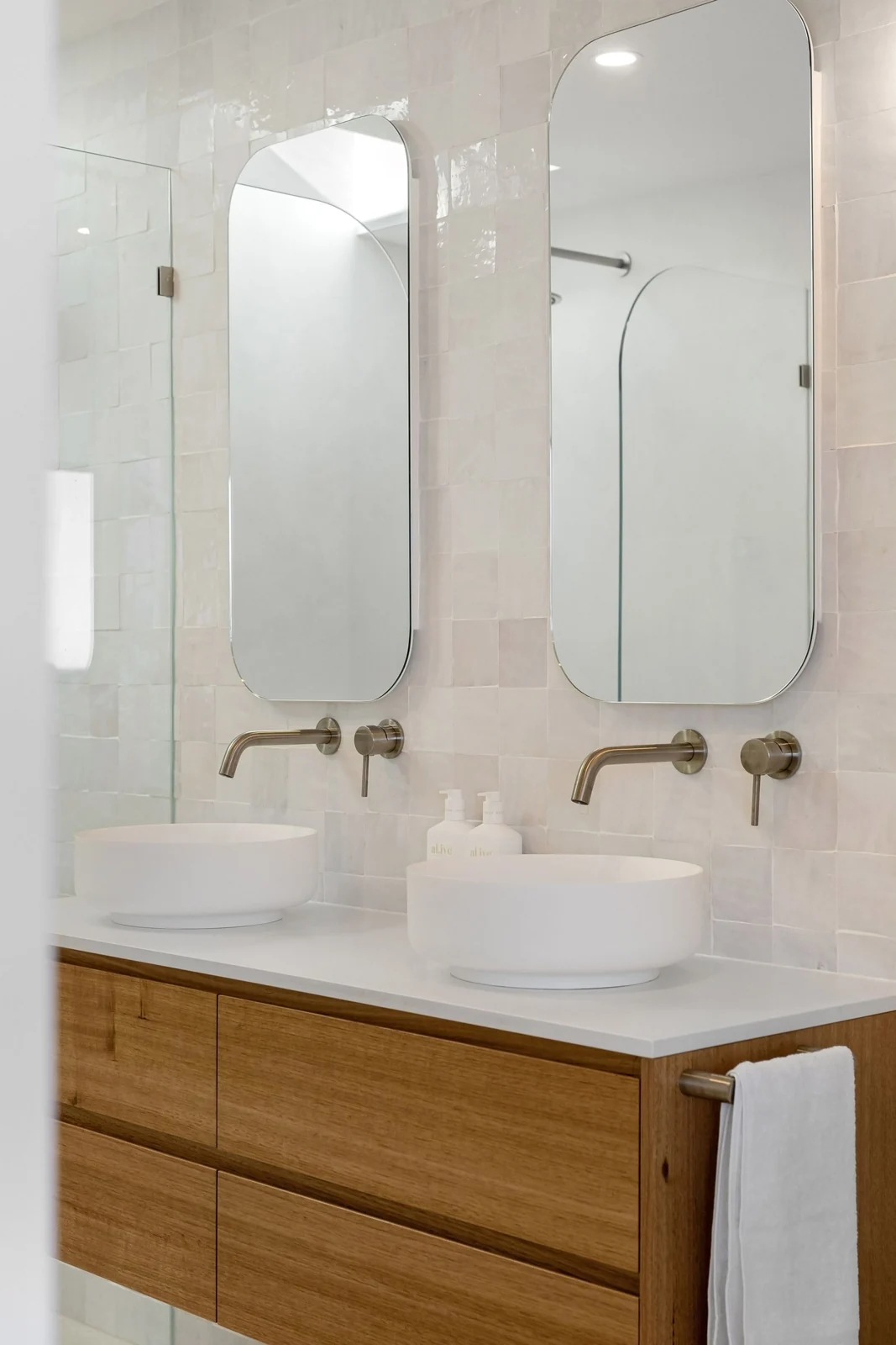 Bathroom basin and wood vanity