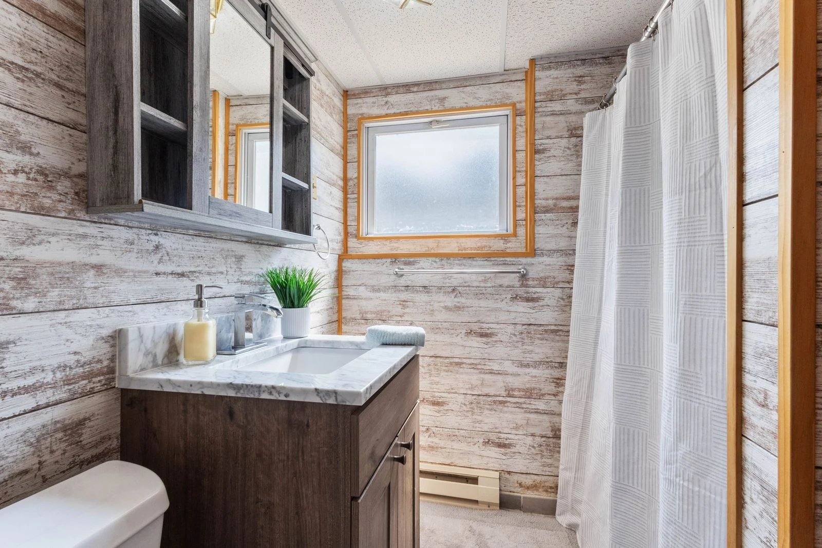 Bathroom basin and wooden vanity