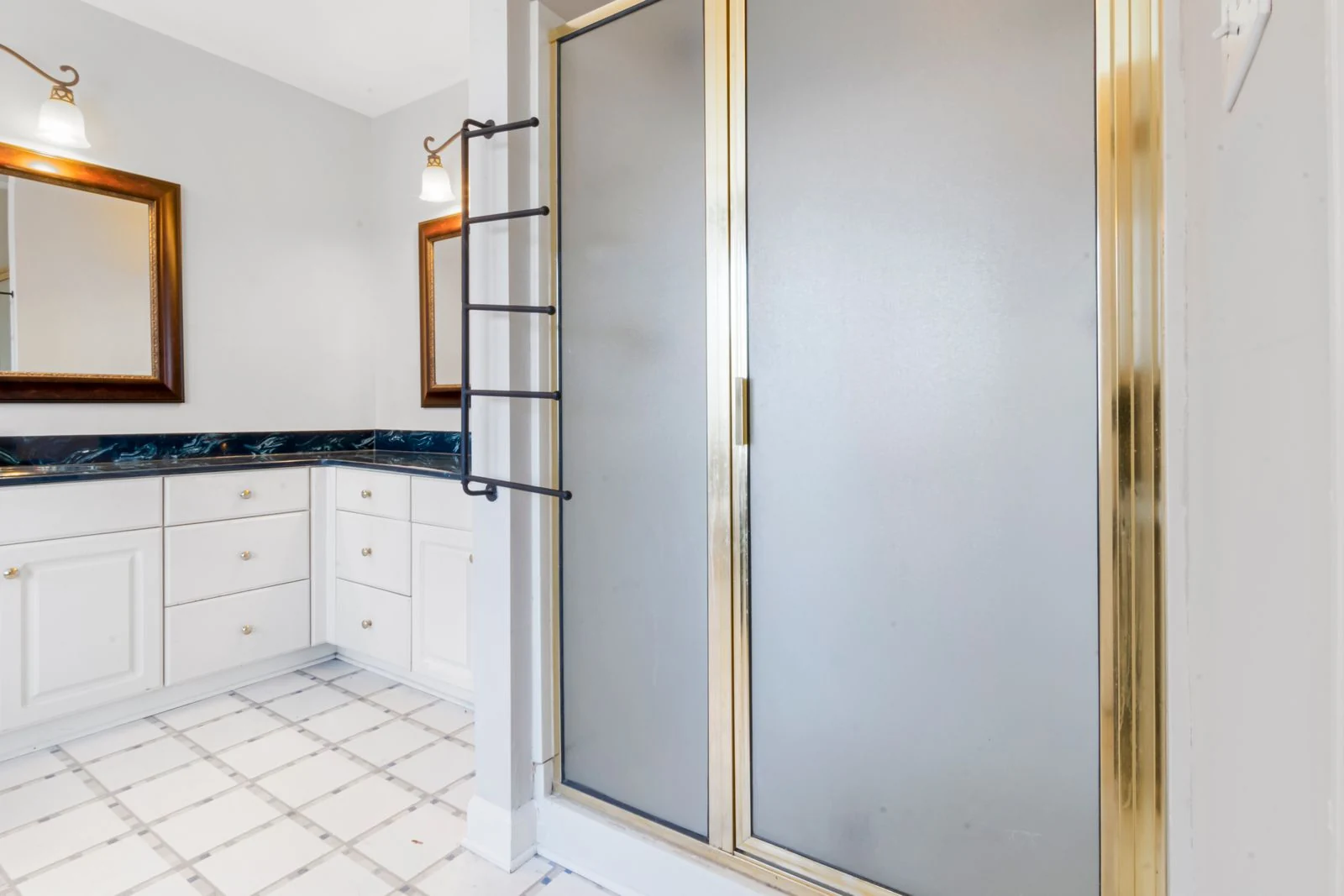 White framed shower enclosure